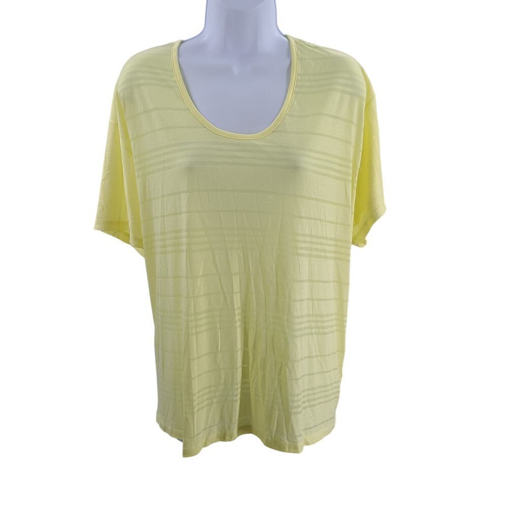 PURE DKNY Butter yellow women's boxy tshirt Size Large amazingly Soft